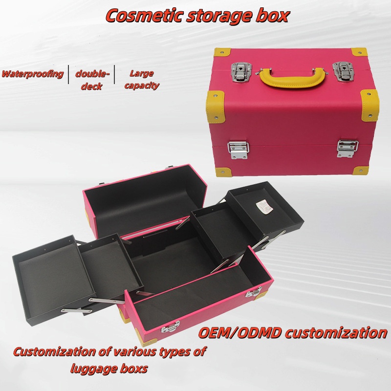 Beauty salon makeup box, female handheld, large capacity, portable, multi-layer cosmetic nail embroidery storage box