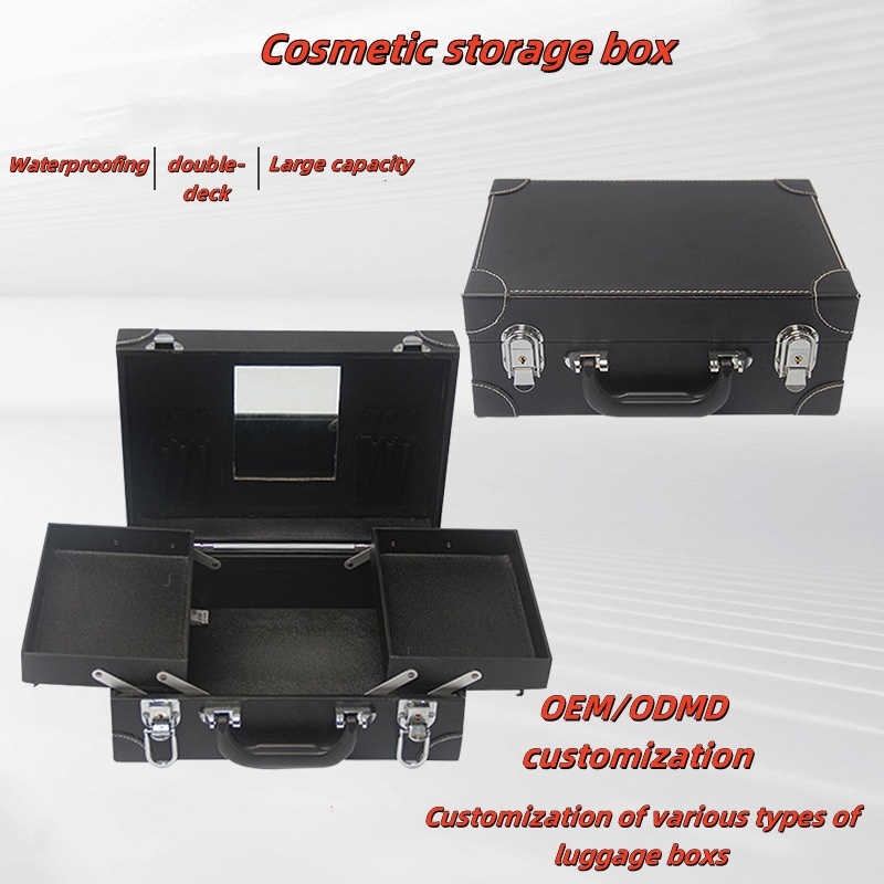 Double opening aluminum alloy makeup box makeup toolbox Embroiderer nail art box Handheld aluminum box makeup portable bag