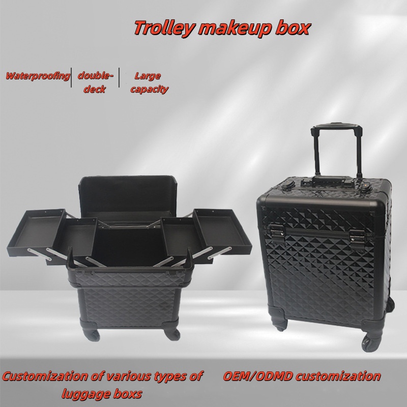 Professional makeup box with lever and makeup artist, portable and large capacity with lock, nail design, embroidery, hair and beauty