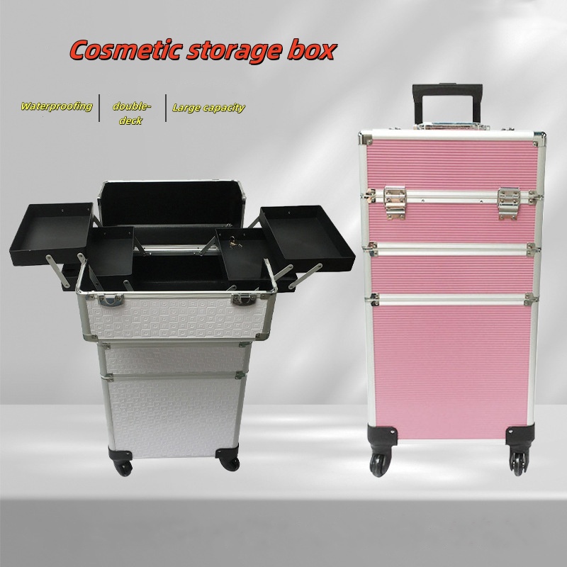 Pull rod toolbox, universal wheel, pull rod box, silent, professional production of makeup, nail design, and fashion tool set box